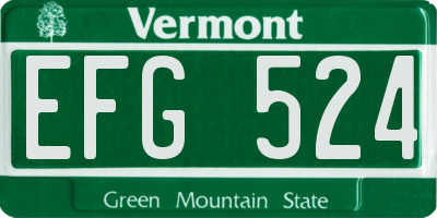 VT license plate EFG524