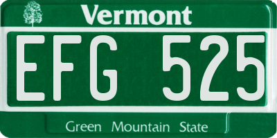 VT license plate EFG525