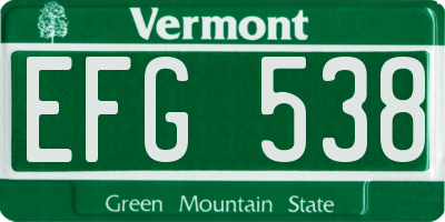 VT license plate EFG538