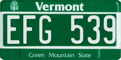 VT license plate EFG539