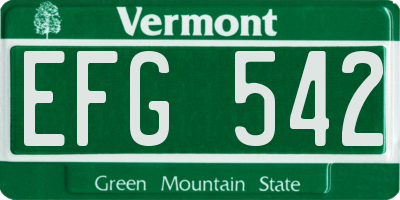 VT license plate EFG542
