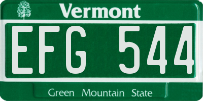VT license plate EFG544