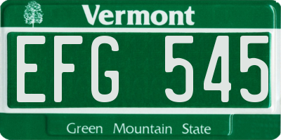 VT license plate EFG545