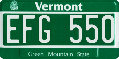 VT license plate EFG550