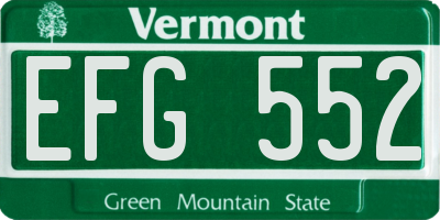 VT license plate EFG552