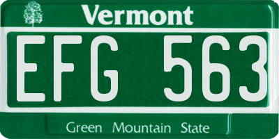 VT license plate EFG563