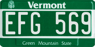 VT license plate EFG569