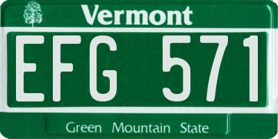 VT license plate EFG571