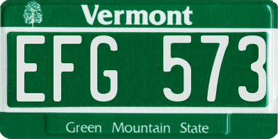 VT license plate EFG573