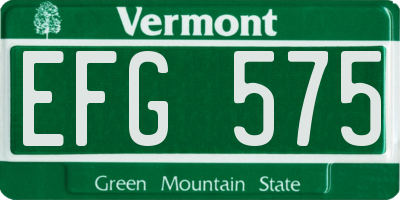 VT license plate EFG575
