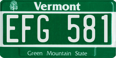VT license plate EFG581