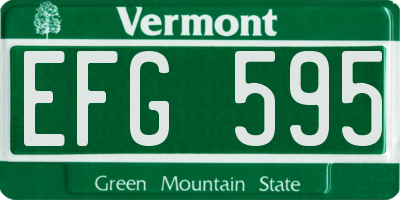 VT license plate EFG595