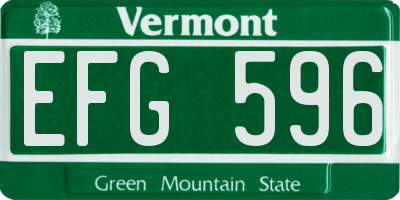 VT license plate EFG596