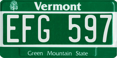 VT license plate EFG597