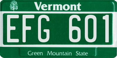 VT license plate EFG601