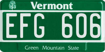 VT license plate EFG606