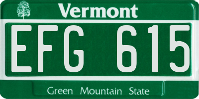 VT license plate EFG615