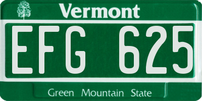 VT license plate EFG625