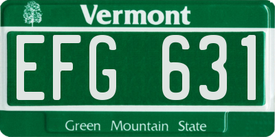 VT license plate EFG631