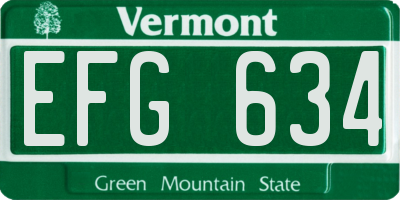 VT license plate EFG634