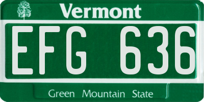 VT license plate EFG636