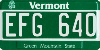 VT license plate EFG640