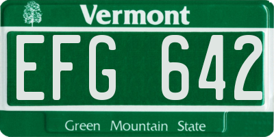 VT license plate EFG642
