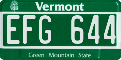VT license plate EFG644