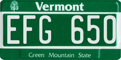 VT license plate EFG650