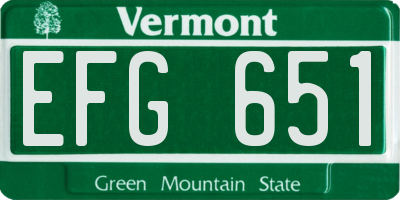 VT license plate EFG651