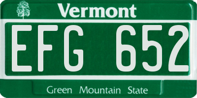 VT license plate EFG652