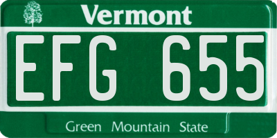 VT license plate EFG655