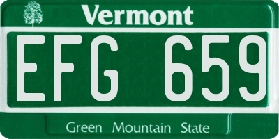 VT license plate EFG659