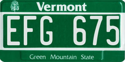 VT license plate EFG675