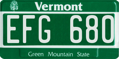 VT license plate EFG680