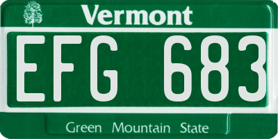 VT license plate EFG683