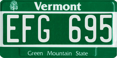 VT license plate EFG695