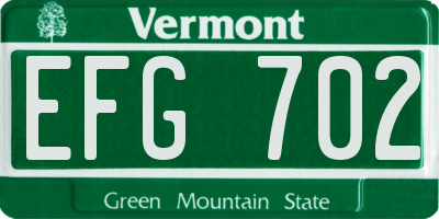 VT license plate EFG702