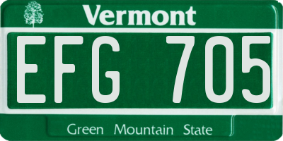 VT license plate EFG705