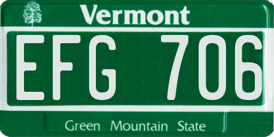 VT license plate EFG706