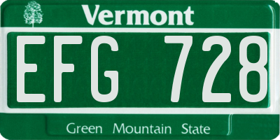 VT license plate EFG728