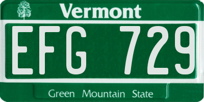 VT license plate EFG729