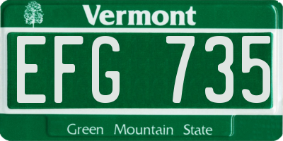 VT license plate EFG735