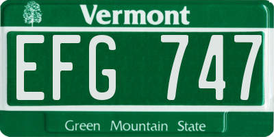 VT license plate EFG747