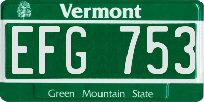 VT license plate EFG753