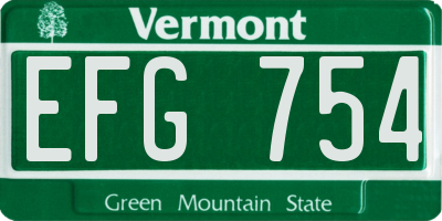 VT license plate EFG754