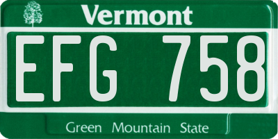 VT license plate EFG758