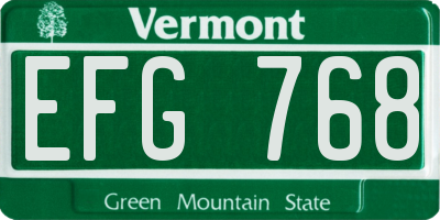 VT license plate EFG768