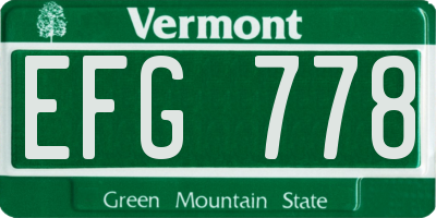 VT license plate EFG778