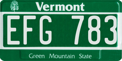 VT license plate EFG783